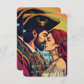 Psychedelic Pirate Finding Love Affirmation Card RSVP Kaartje (Voorkant / Achterkant)