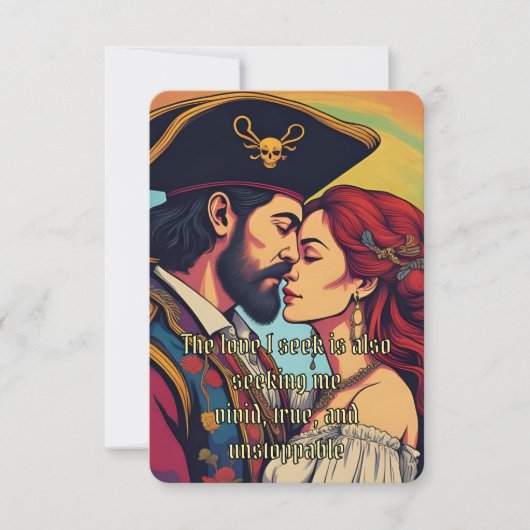 Psychedelic Pirate Finding Love Affirmation Card RSVP Kaartje (Voorkant)