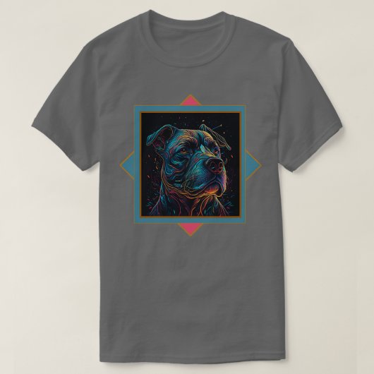Psychedelic Pit Bull Portret T-shirt (Design voorkant)