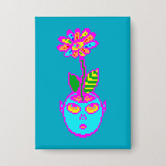 Psychedelic Pixel Art POT HEAD Button