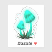 Psychedelic Pixie Pet Gloeiende Cyaan Mushroom Cut Sticker (Vel)