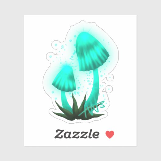 Psychedelic Pixie Pet Gloeiende Cyaan Mushroom Cut Sticker (Vel)