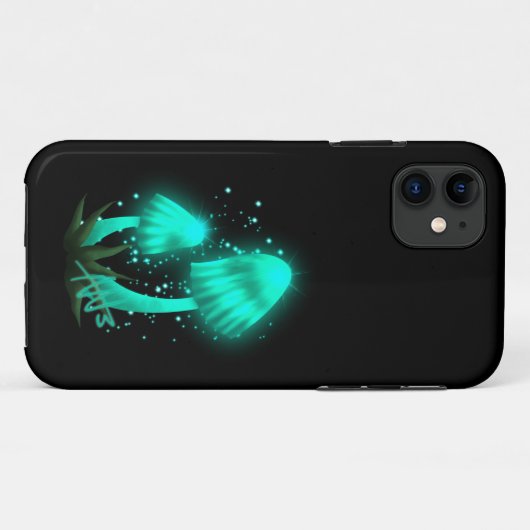 Psychedelic Pixie Pet Gloeiende Cyan Mushroom Case-Mate iPhone Case (Achterkant (horizontaal))