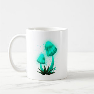 Psychedelic Pixie Pet Gloeiende Cyan Mushroom Koffiemok