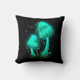 Psychedelic Pixie Pet Gloeiende Cyan Mushroom Kussen