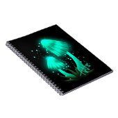 Psychedelic Pixie Pet Gloeiende Cyan Mushroom Notitieboek (Rechterzijde)