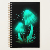 Psychedelic Pixie Pet Gloeiende Cyan Mushroom Planner (Voorkant)