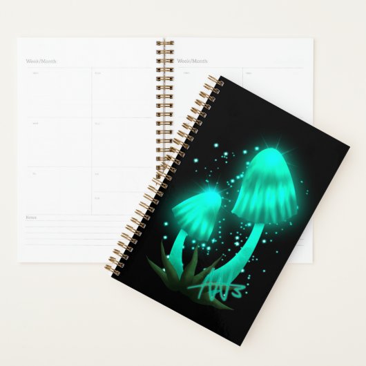 Psychedelic Pixie Pet Gloeiende Cyan Mushroom Planner (Display)