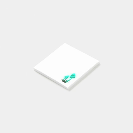 Psychedelic Pixie Pet Gloeiende Cyan Mushroom Post-it® Notes (Schuin)