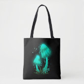 Psychedelic Pixie Pet Gloeiende Cyan Mushroom Tote Bag (Voorkant)