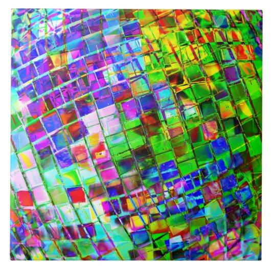 Psychedelic Planet Disco Ball Tegeltje (Voorkant)