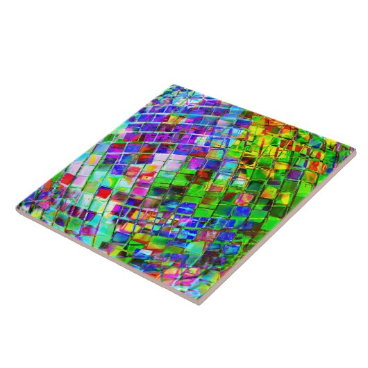 Psychedelic Planet Disco Ball Tegeltje (Zijkant)