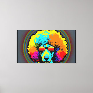 Psychedelic Poodle Dog Design Canvas Afdruk