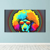 Psychedelic Poodle Dog Design Canvas Afdruk (Insitu (Houten vloer))