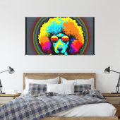 Psychedelic Poodle Dog Design Canvas Afdruk (Insitu (Slaapkamer))