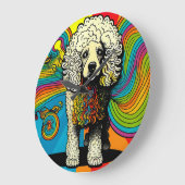 Psychedelic Poodle Dog Design Grote Klok (Hoek)