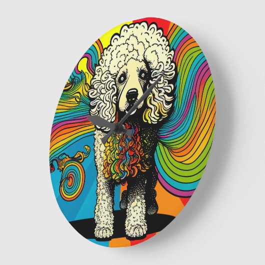 Psychedelic Poodle Dog Design Grote Klok (Hoek)
