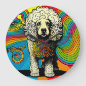 Psychedelic Poodle Dog Design Grote Klok (Voorkant)