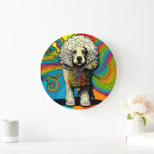 Psychedelic Poodle Dog Design Grote Klok (Huis)