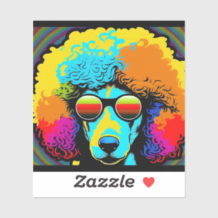 Psychedelic Poodle Dog Design Sticker