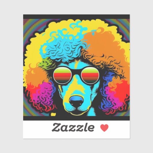 Psychedelic Poodle Dog Design Sticker (Vel)