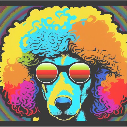 Psychedelic Poodle Dog Design Sticker (Voorkant)
