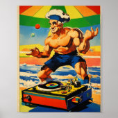 Psychedelic Popeye DJ Platenspeler Vintage Poster (Voorkant)