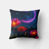 Psychedelic Poppy Landschap met Maan Kussen (Achterkant)