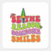 PSYCHEDELIC POSITIVE LAVA LAMP HIPPIE MUSHROOM VIERKANTE STICKER (Voorkant)