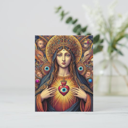 psychedelic Protection From Evil Mary Colorful Briefkaart (Staand voorkant)