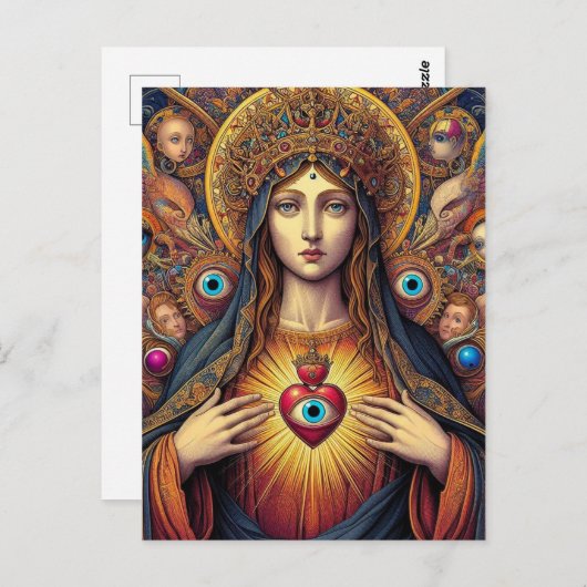 psychedelic Protection From Evil Mary Colorful Briefkaart (Voorkant / Achterkant)