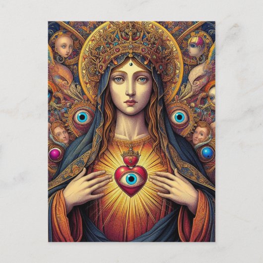 psychedelic Protection From Evil Mary Colorful Briefkaart (Voorkant)