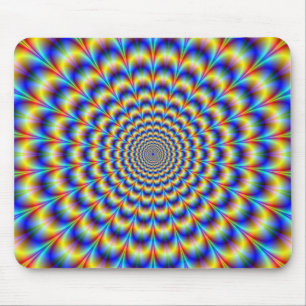 Psychedelic Pulse in Blue and Yellow Mousepad Muismat