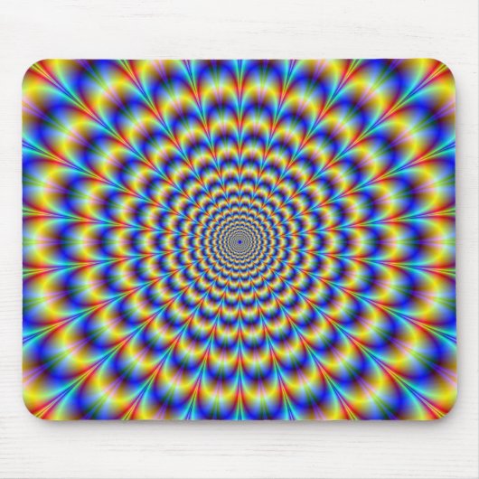 Psychedelic Pulse in Blue and Yellow Mousepad Muismat (Voorkant)