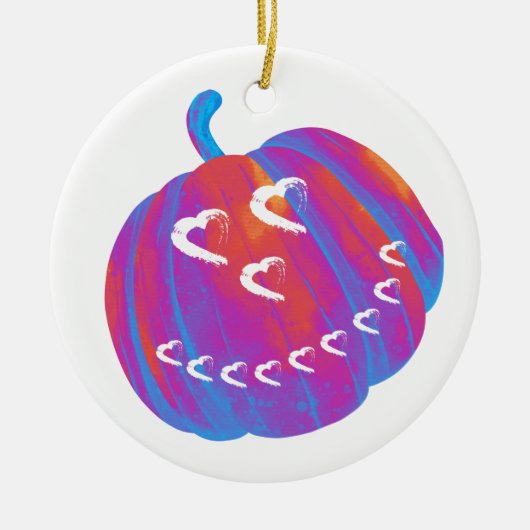 Psychedelic Pumpkin Heart Car Ornament (Voorkant)