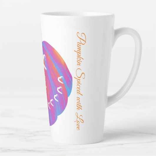 Psychedelic Pumpkin Hearts Latte Mok (Rechts)