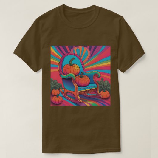 Psychedelic Pumpkins Stoel Bruin T-shirt (Design voorkant)