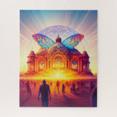 Psychedelic puzzle sunrise abstracte trippige kleu legpuzzel (Verticaal)