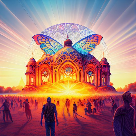 Psychedelic puzzle sunrise abstracte trippige kleu legpuzzel