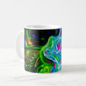 Psychedelic Rabbit Dragon in Neon Fantasy Koffiemok (Voorkant links)