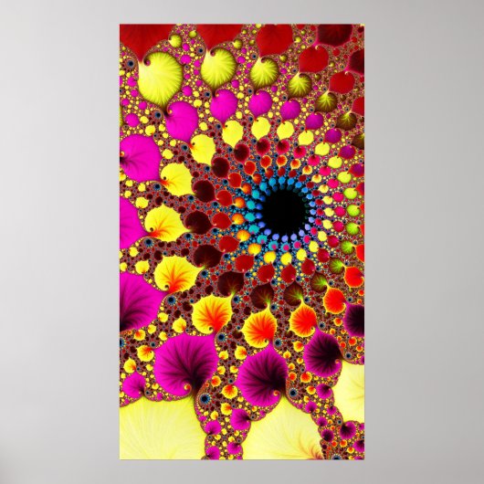 Psychedelic Rabbit Hole Fractal Abstracte Art Poster (Voorkant)