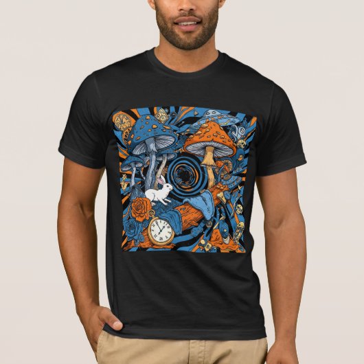Psychedelic Rabbit Hole Trip: Surreal Mushroom T-shirt (Voorkant)