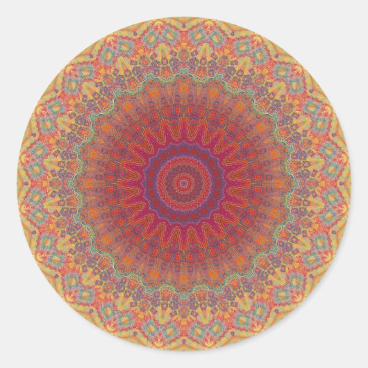 Psychedelic Radiaalpatroon: Ronde Sticker (Voorkant)