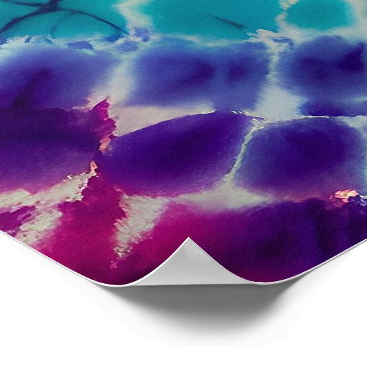 Psychedelic Radial Batik Tie Dye Abstracte Art Poster (Hoek)