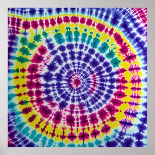 Psychedelic Radial Batik Tie Dye Abstracte Art Poster (Voorkant)