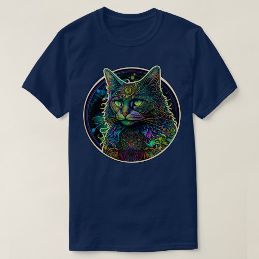 Psychedelic Rainbow Cat Colorful kitten uit buiten T-shirt (Design voorkant)