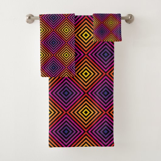 Psychedelic Rainbow Chevron Patroon Bad Handdoek (Insitu)