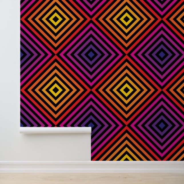 Psychedelic Rainbow Chevron Patroon Behang (Applicatie)