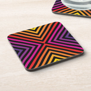 Psychedelic Rainbow Chevron Patroon Bier Onderzetter