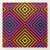 Psychedelic Rainbow Chevron Patroon Glazen Onderzetter (Voorkant)